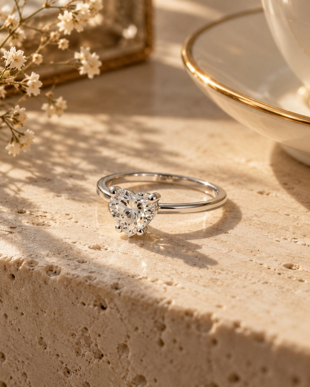Clear Heart Solitaire Ring Silver - ảnh bối cảnh