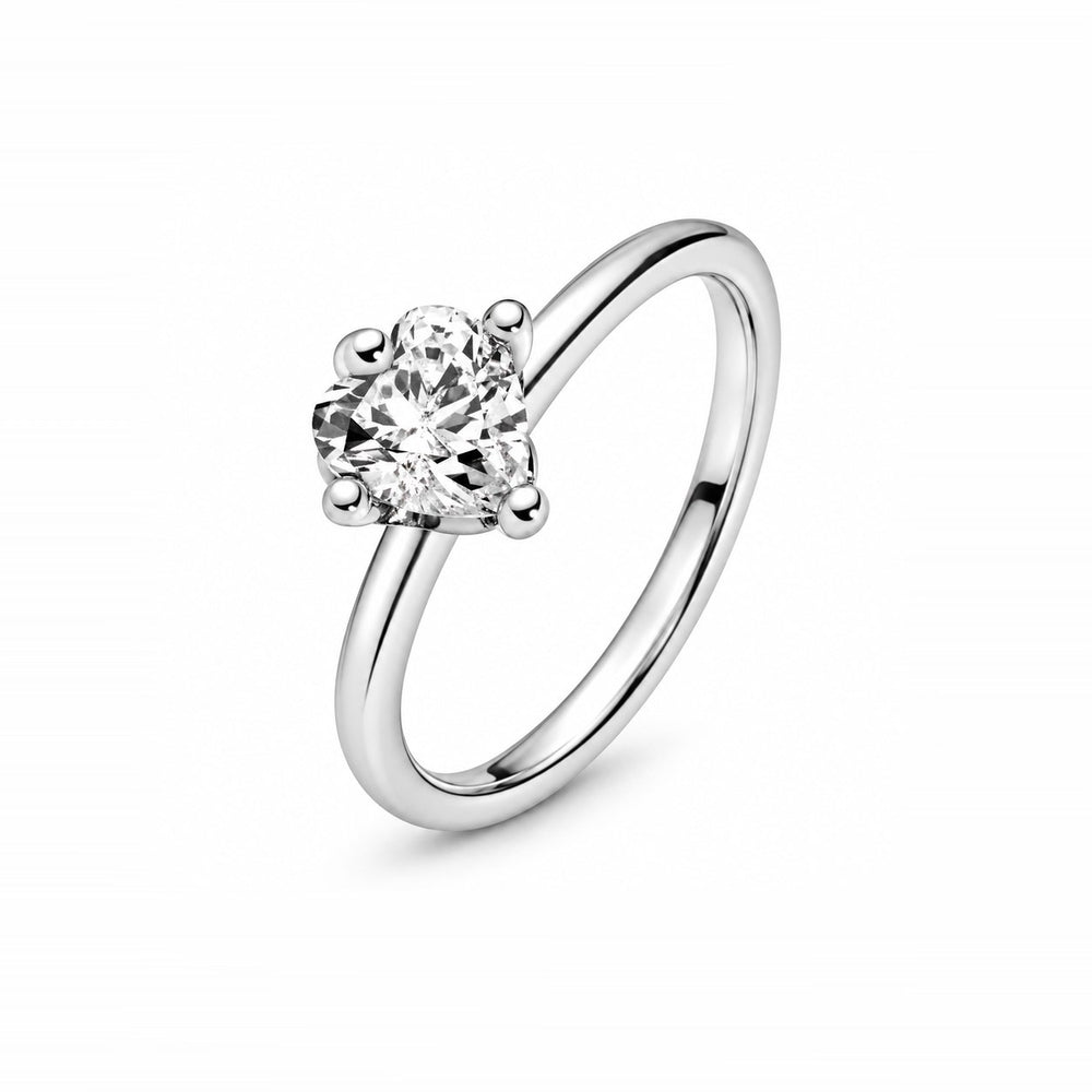 LAMY clear heart solitaire ring silver - ảnh chính