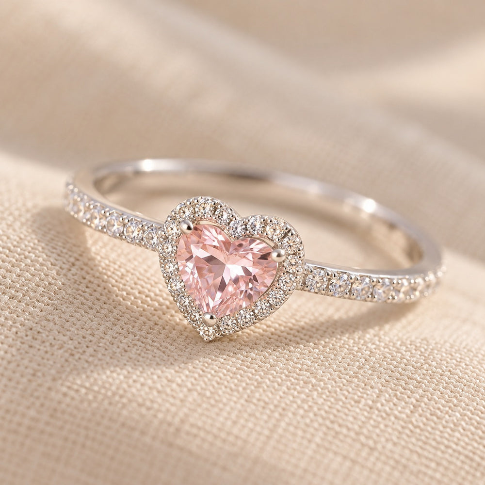 Couple Wedding Rings Women's Pink - 8195PI - ảnh cận