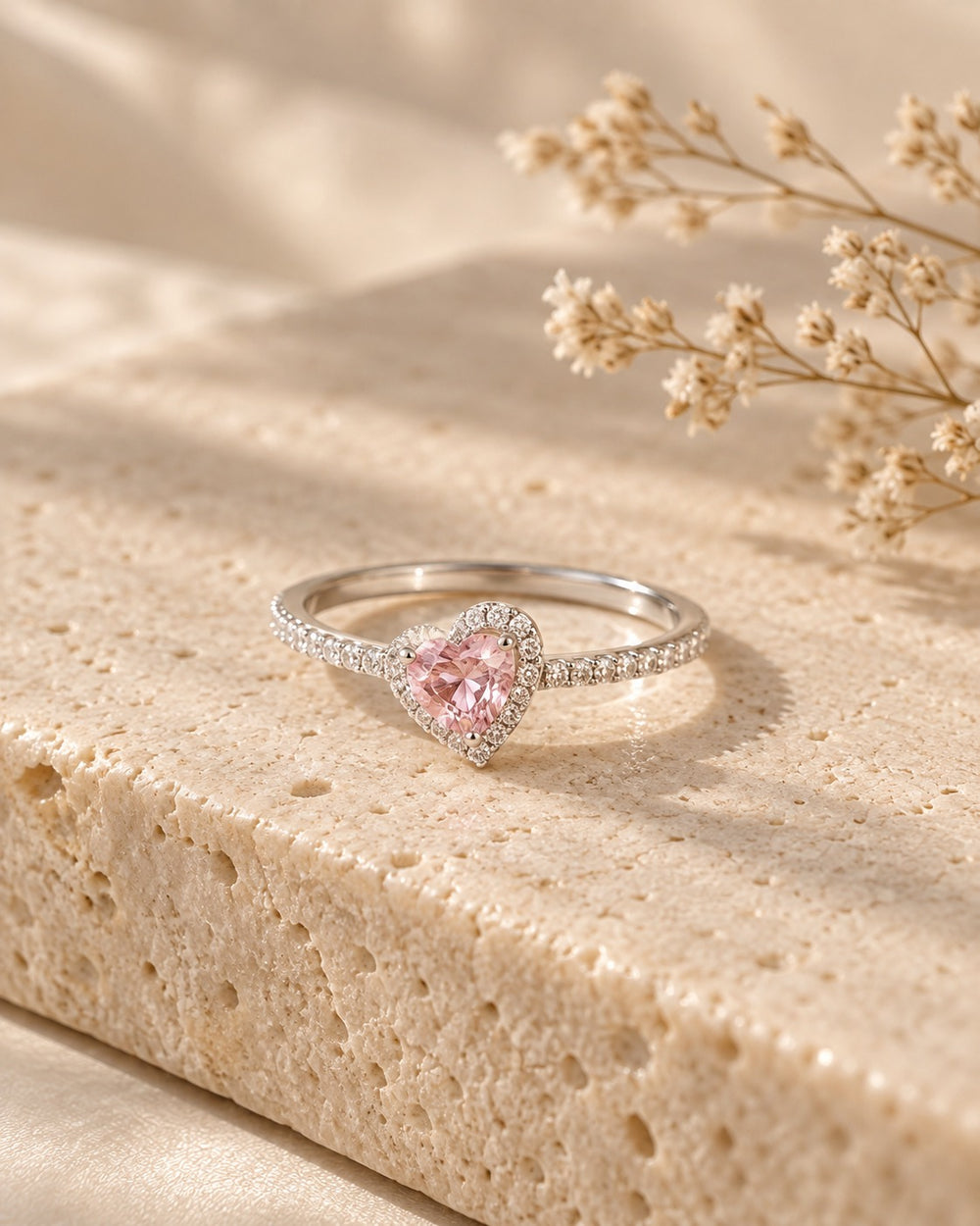 Couple Wedding Rings Women's Pink - 8195PI - ảnh bối cảnh