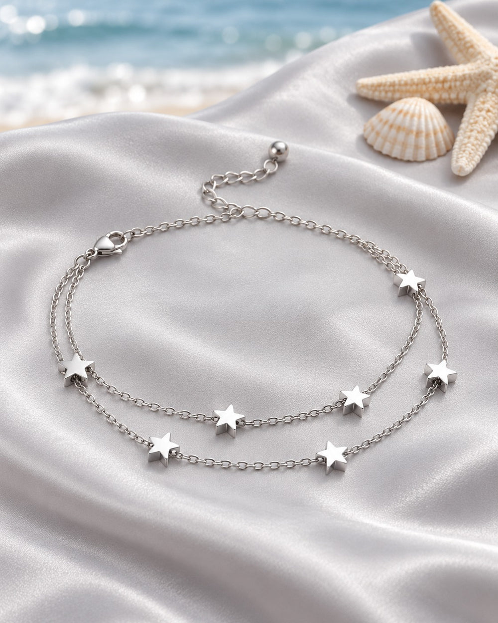Five Pointed Star Anklet Silver - ảnh phong cách