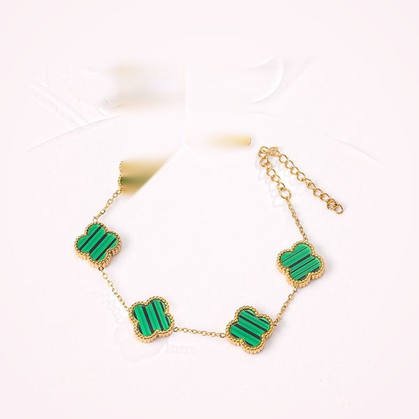 Lucky Four Leaf Flower Bracelet Gold Green - 2098GG.GR