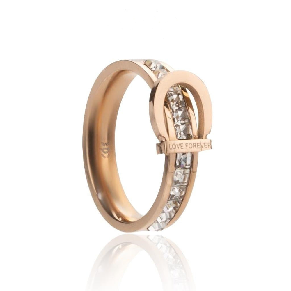 Love Forever Crystal Ring Rose Gold