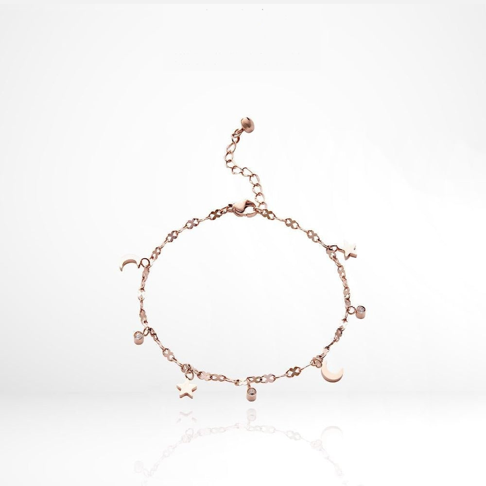 Moon & Star Anklet Rose Gold - 9004RG