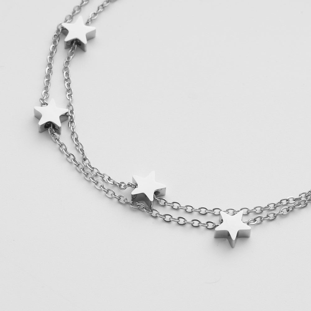 Five Pointed Star Anklet Silver