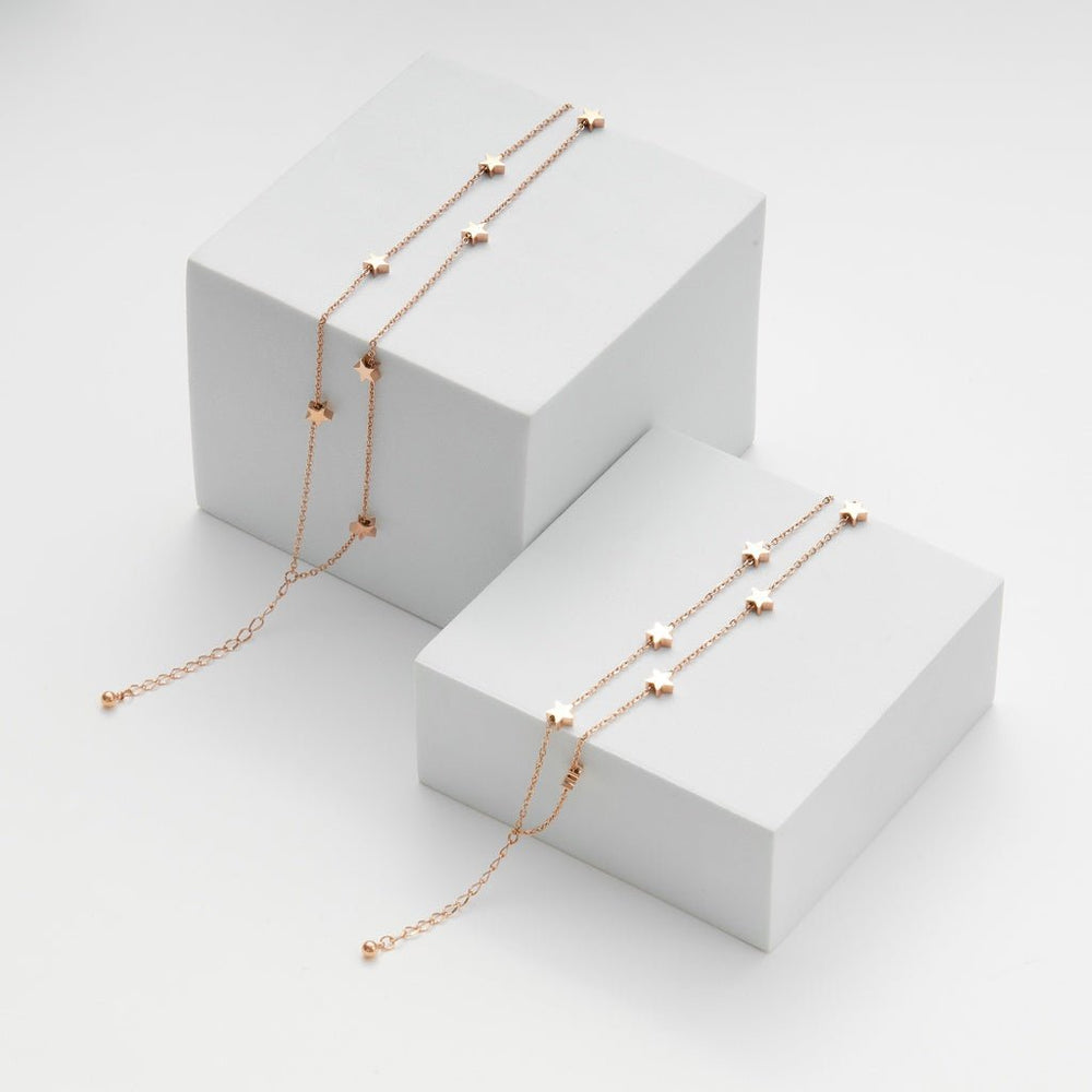 Five Pointed Star Anklet Rose Gold