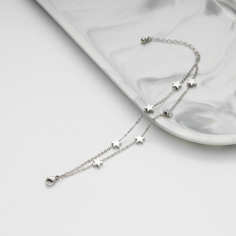 Five Pointed Star Bracelet Silver