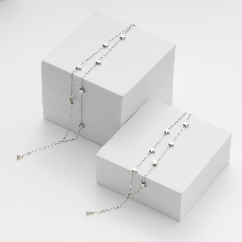 Five Pointed Star Anklet Silver