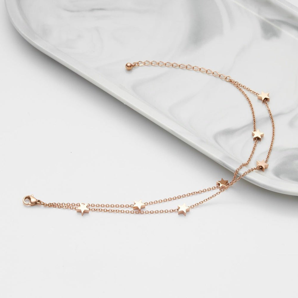 Five Pointed Star Anklet Rose Gold