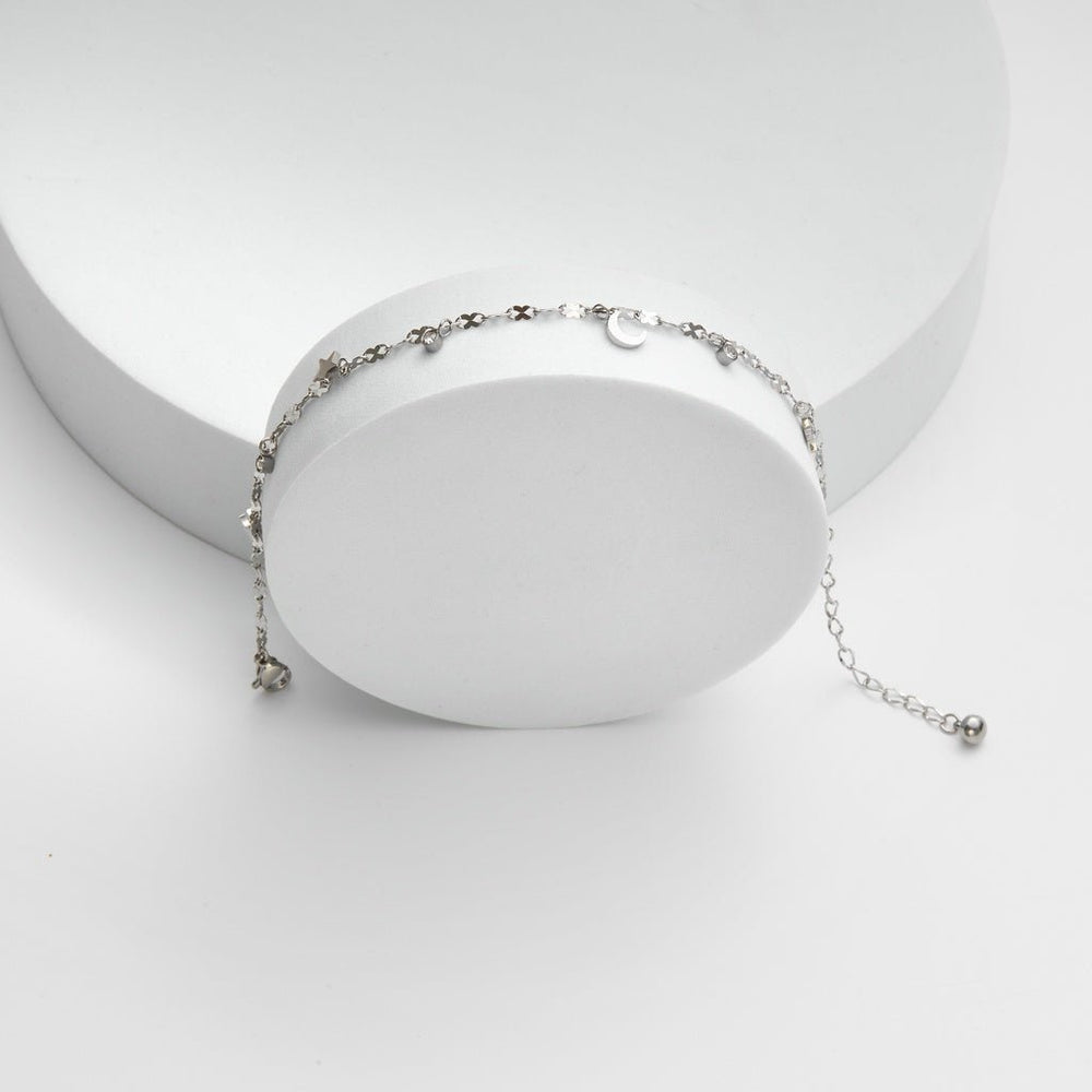Moon & Star Anklet Silver
