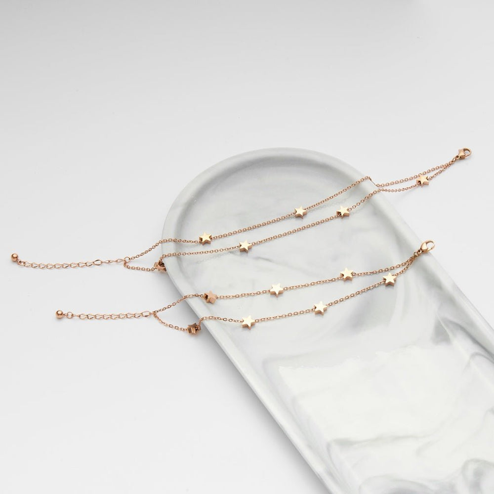 Five Pointed Star Anklet Rose Gold