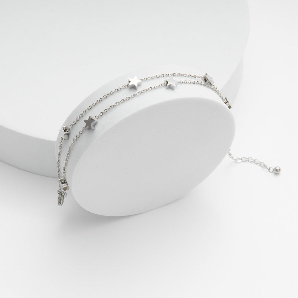 Five Pointed Star Anklet Silver