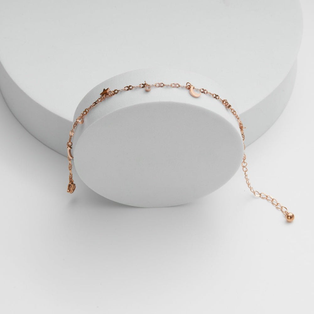 Moon & Star Anklet Rose Gold