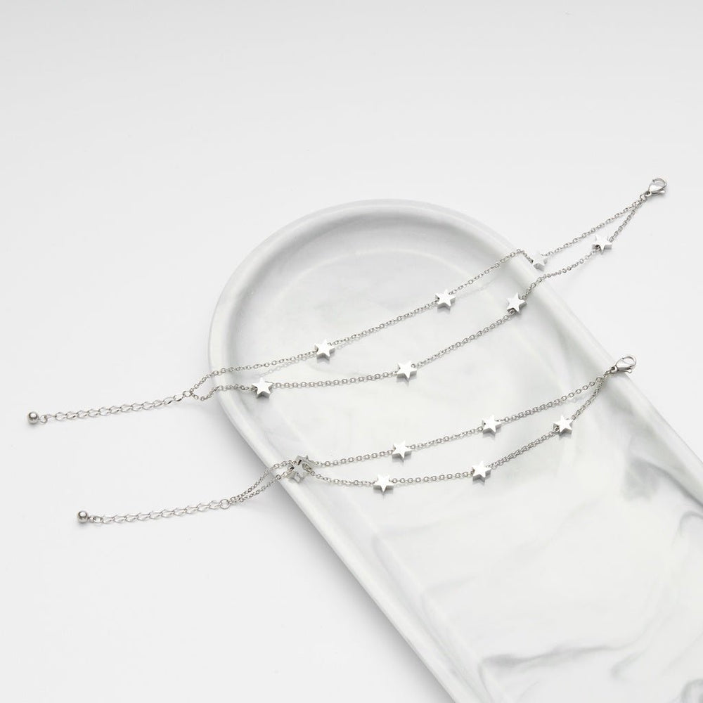 Five Pointed Star Anklet Silver