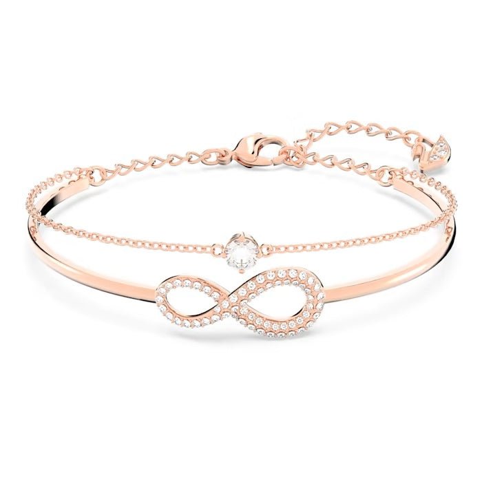 Infinity Bangle Rose Gold, vòng kiềng nửa cứng gắn hình vô cực phủ đá