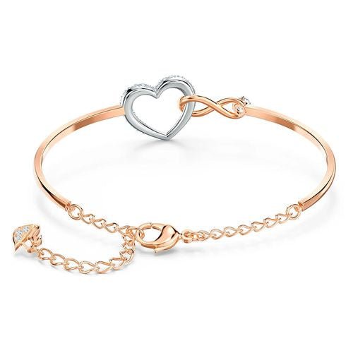 Infinity Heart Bangle Bracelet Rose Gold, nửa vòng kiềng trơn