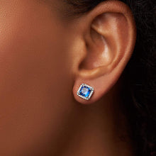 Khuyên tai nữ LAMY Square Sparkle Earrings Blue CDE3048BLU