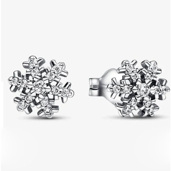 Sparkling Snowflake Earrings Silver - 3050SV