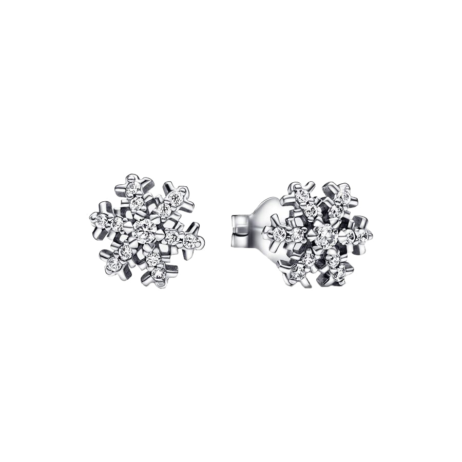 Sparkling Snowflake Earrings Silver, mỗi chiếc là bông tuyết sáu nhánh dày