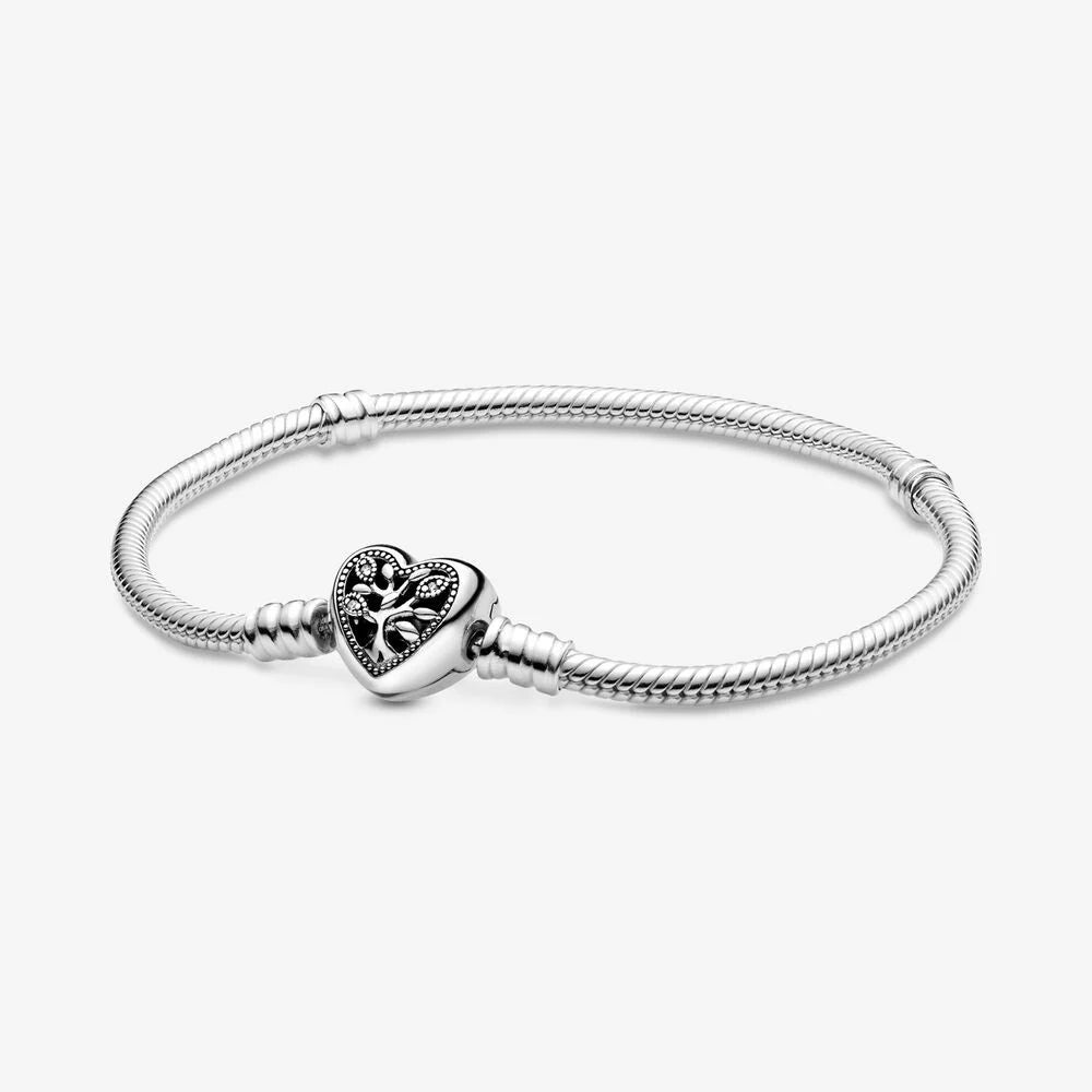 Vòng tay mềm bạc CDE Family Tree Heart Bracelet CDE2014