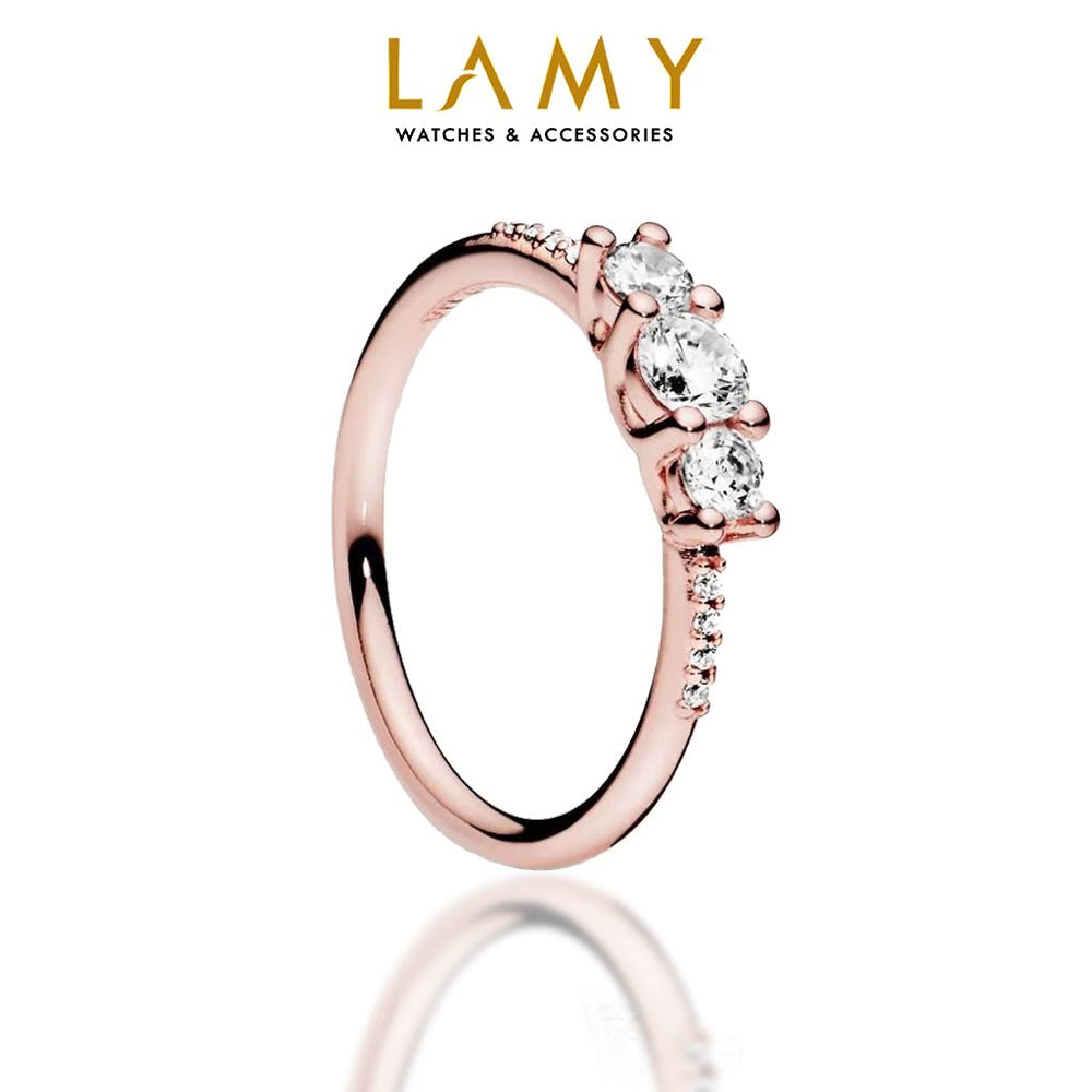 Clear Three-Stone Ring Rose Gold
