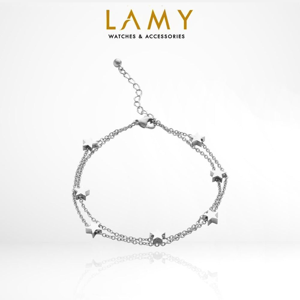Five Pointed Star Anklet Silver