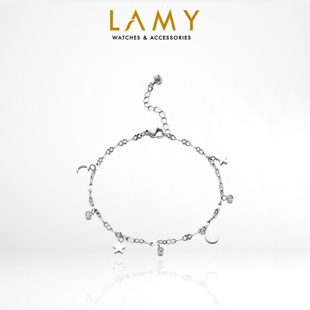 Moon & Star Anklet Silver