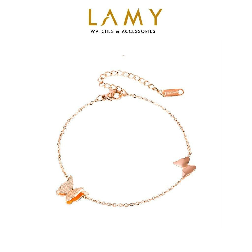 Pave Butterfly Anklet Rose Gold