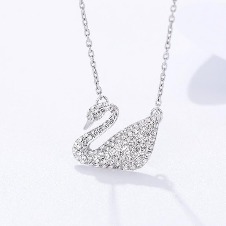 Iconic Swan Necklace Silver White