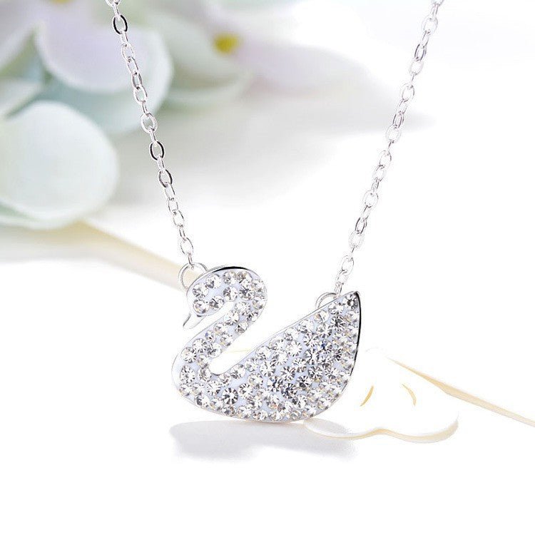 Iconic Swan Necklace Silver White