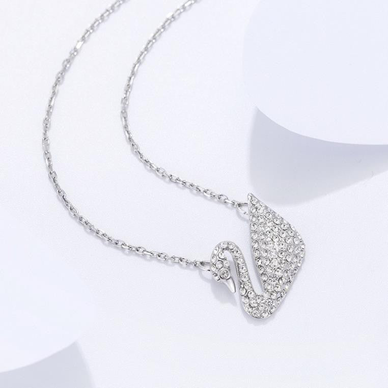 Iconic Swan Necklace Silver White