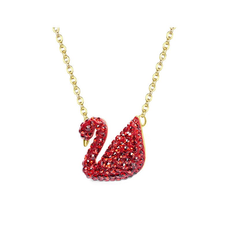 Iconic Swan Necklace Gold Red