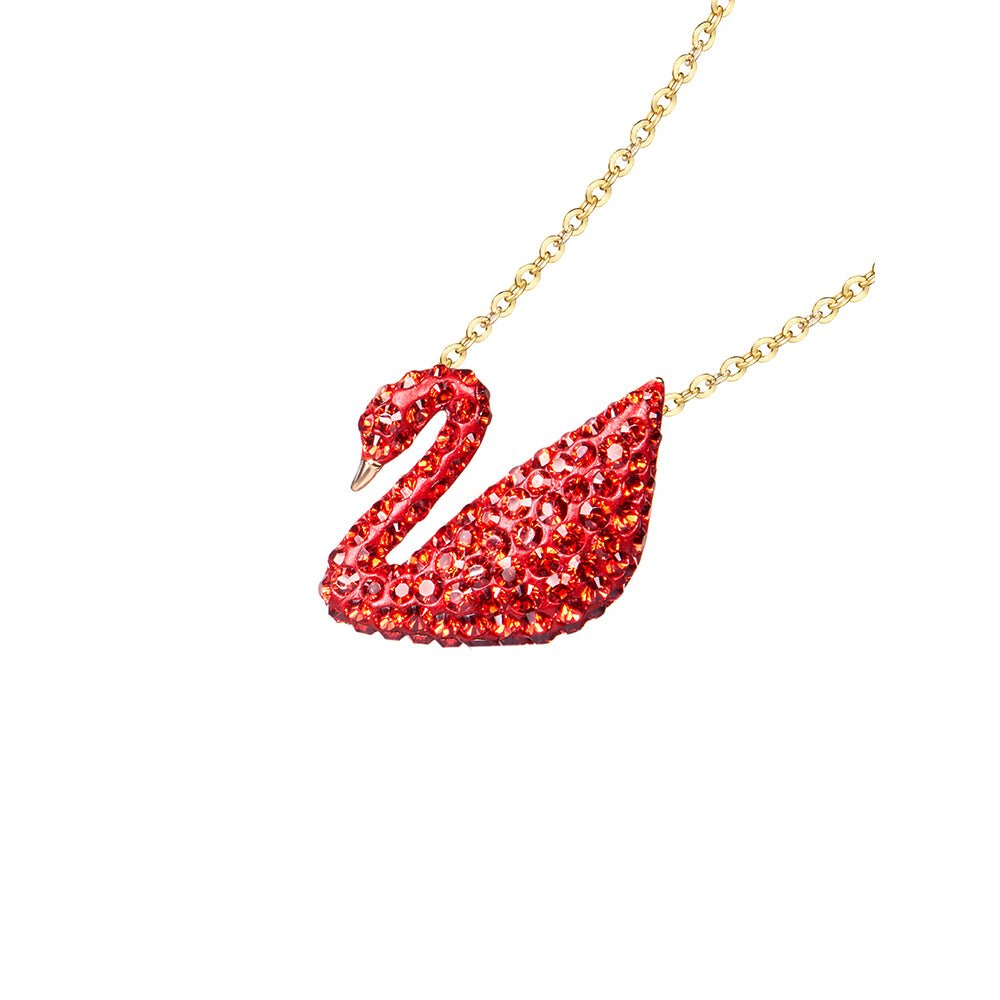 Iconic Swan Necklace Gold Red