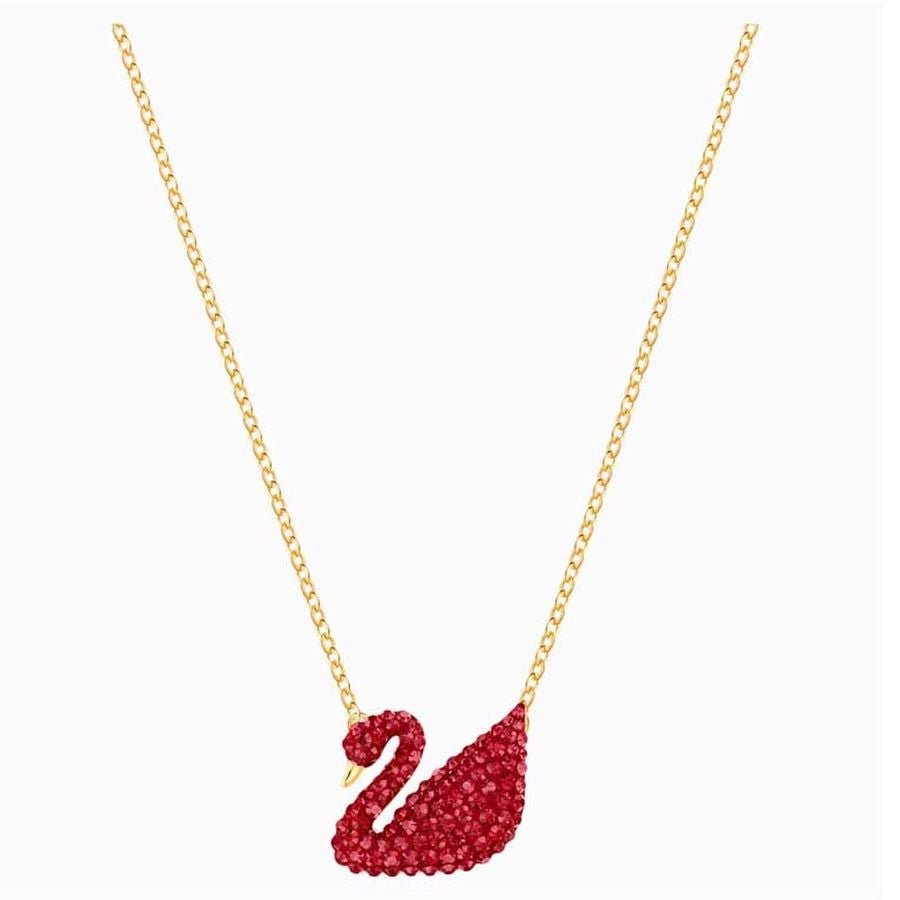 Iconic Swan Necklace Gold Red