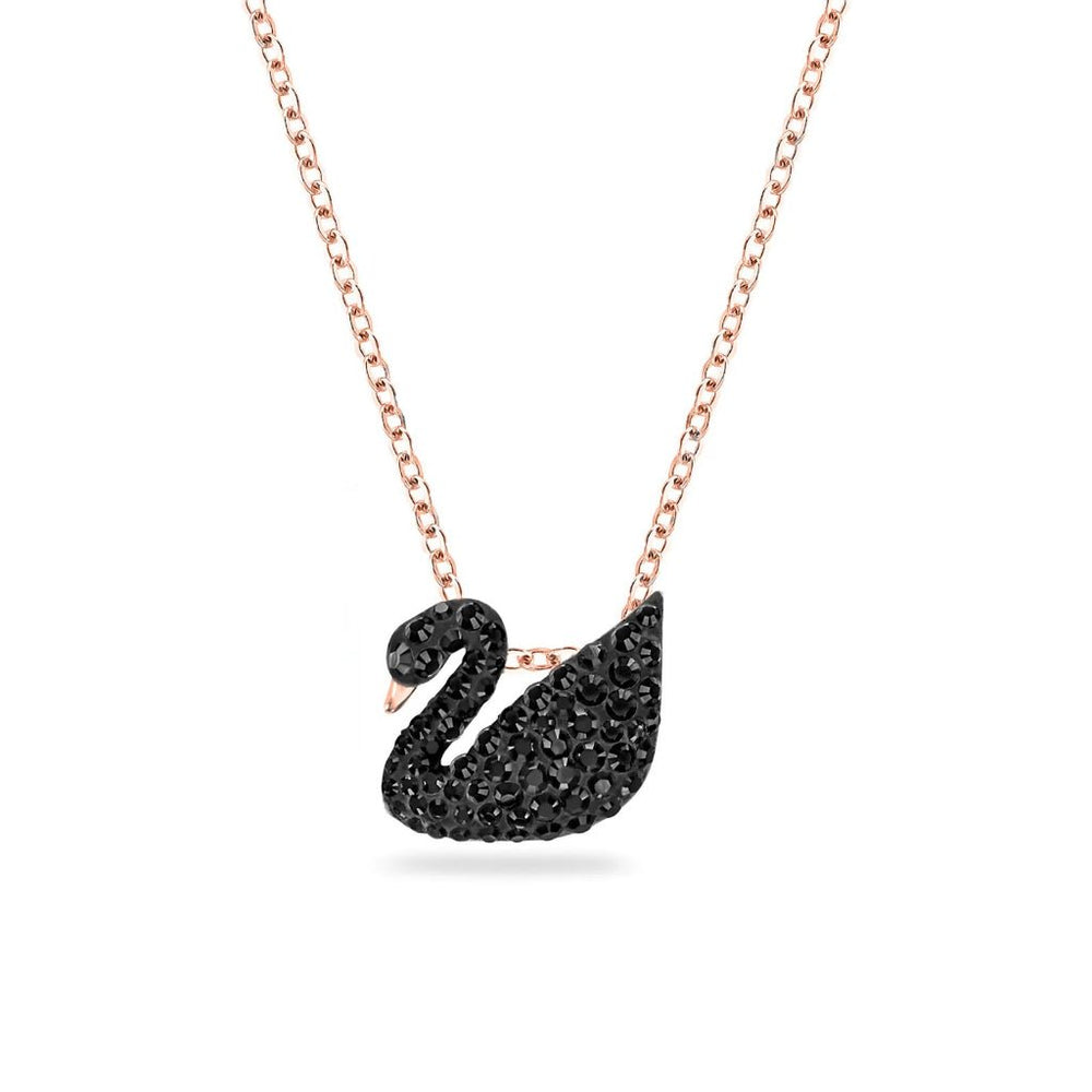 Iconic Swan Necklace Rose Gold Black