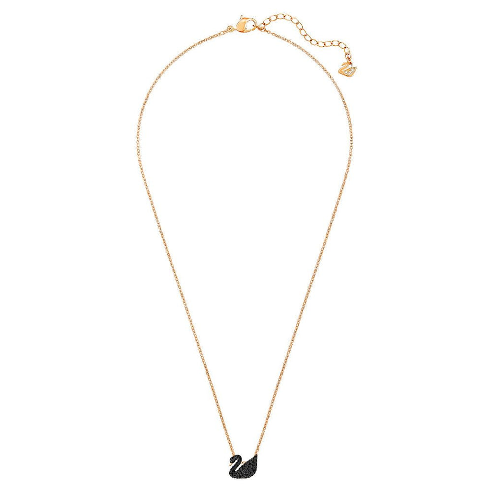 Iconic Swan Necklace Rose Gold Black