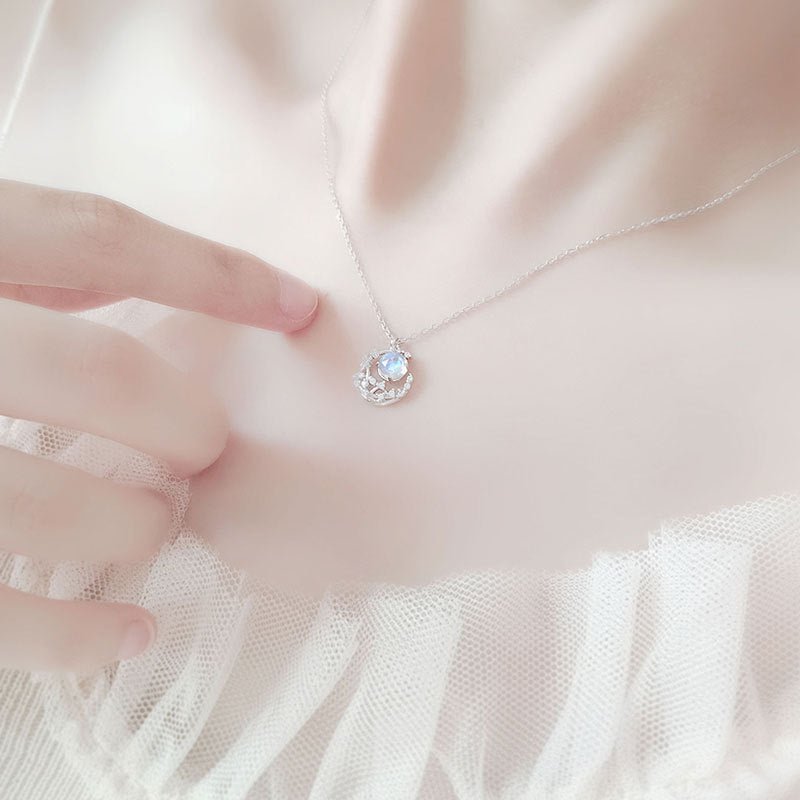 Moonstone Sparkling Necklace Silver - 6068SV