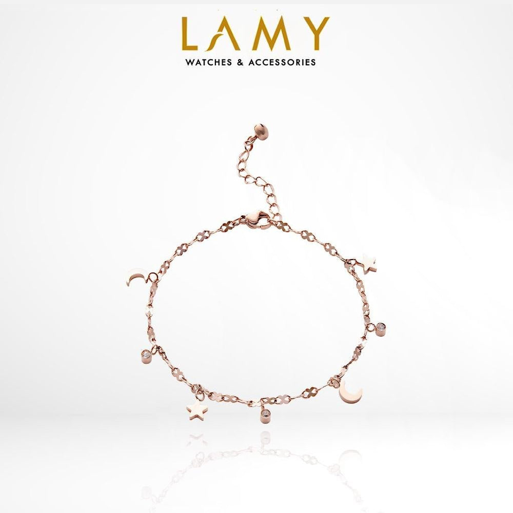 Moon & Star Anklet Rose Gold