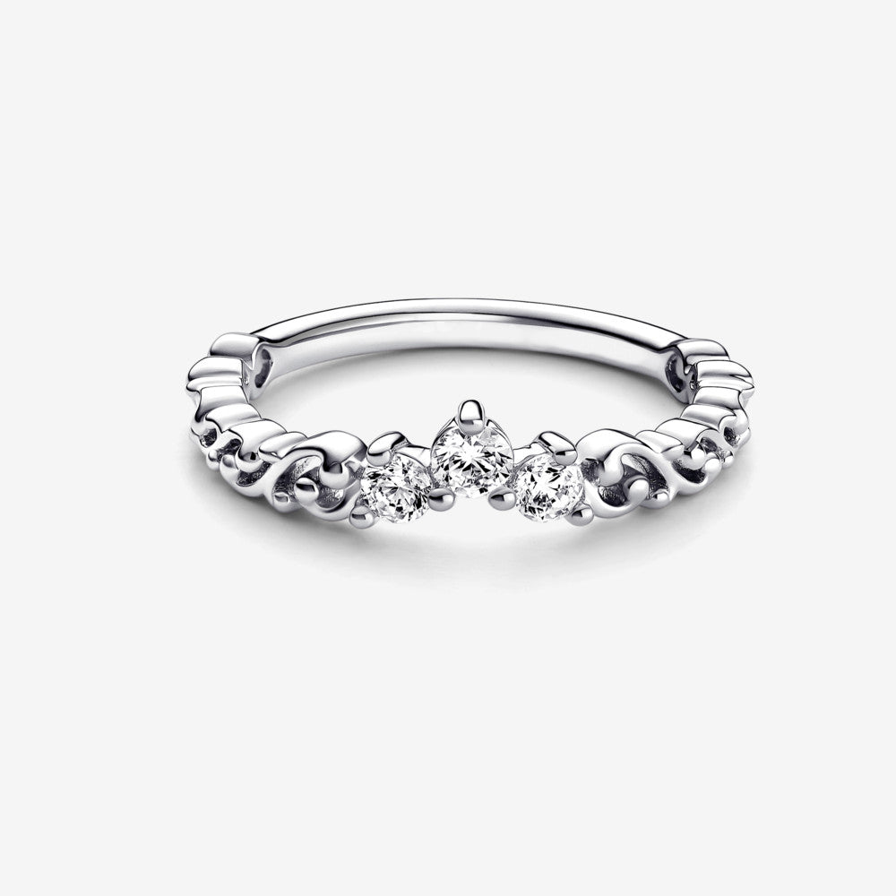 Regal Swirl Tiara Ring Silver, đai nhẫn trơn