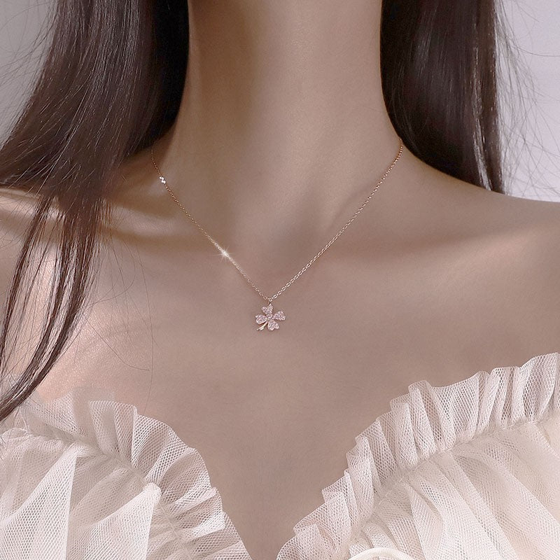 Lucky Four Leaf Clover Necklace Silver - 6094
