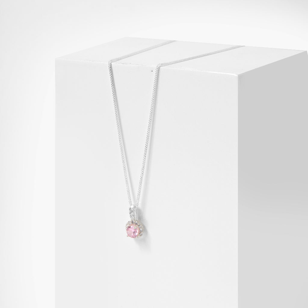 Dây chuyền bạc CDE Radiant Pink Crystal Necklace Silver CDE6090