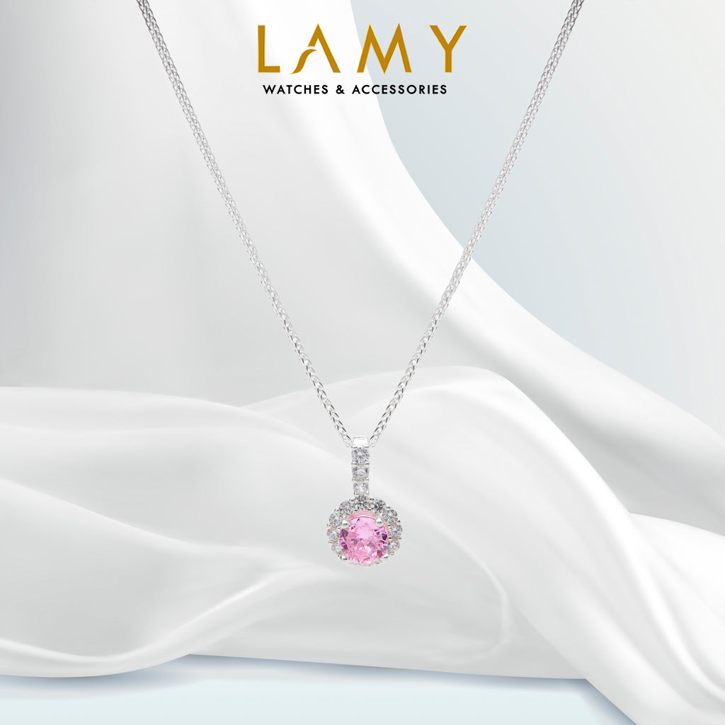 Dây chuyền bạc CDE Radiant Pink Crystal Necklace Silver CDE6090