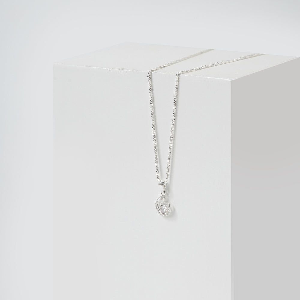 Rhinestones Moon Necklace - 6091