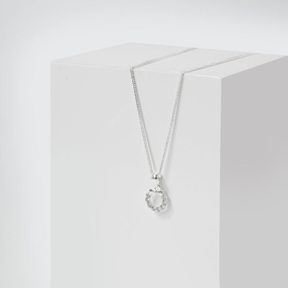 Bow Wreath Pendant Necklace Silver - 6096SV