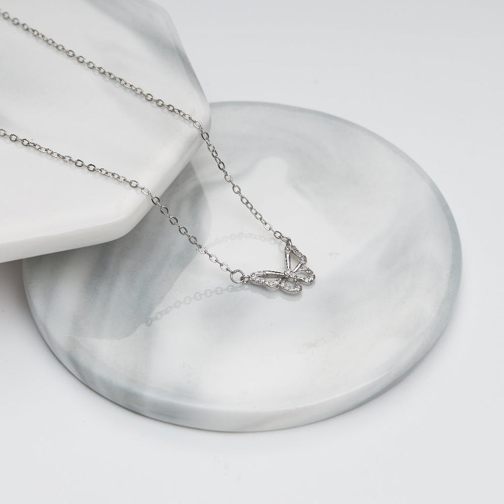 Shiny Butterfly Necklace Silver - 6099SV