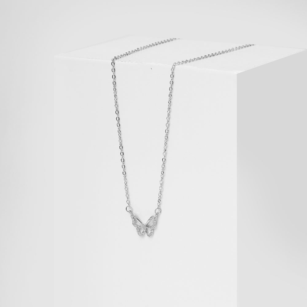 Shiny Butterfly Necklace Silver - 6099SV