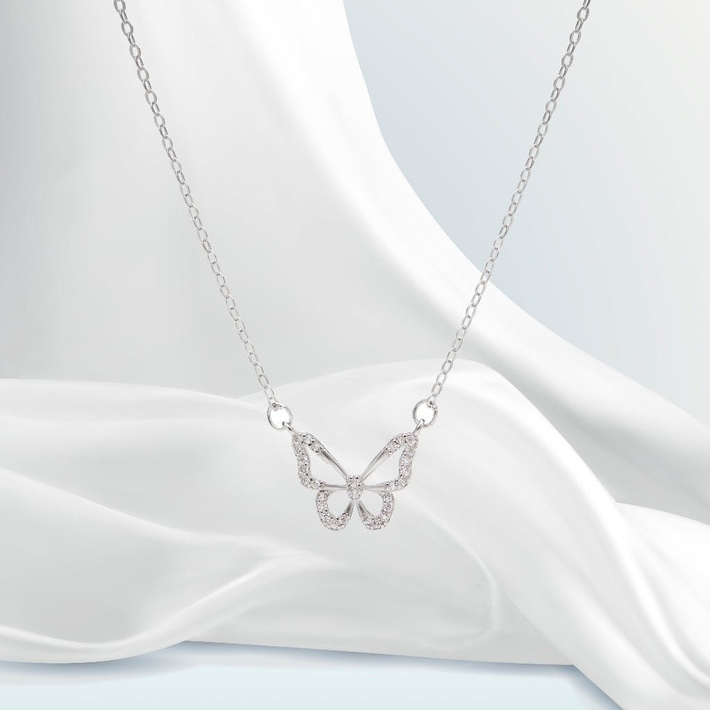 Shiny Butterfly Necklace Silver - 6099SV