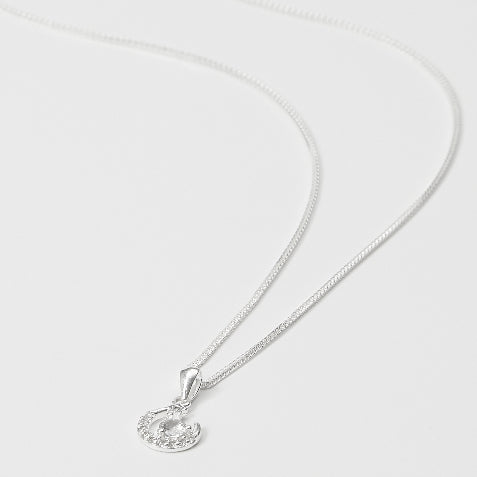 Rhinestones Moon Necklace - cận mặt dây