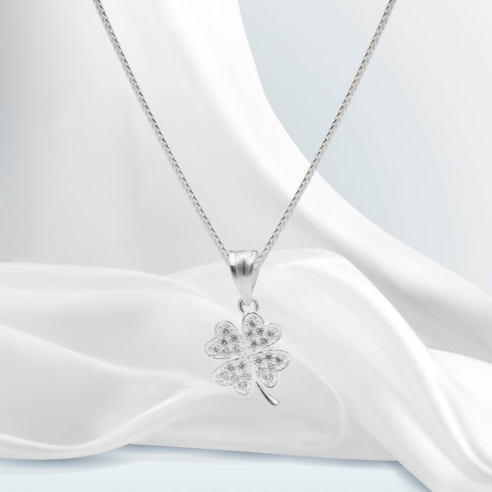 Lucky Four Leaf Clover Necklace Silver - 6094