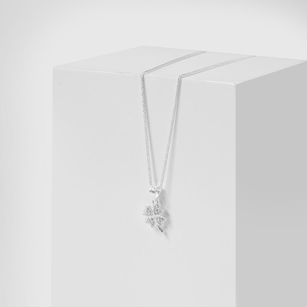 Lucky Four Leaf Clover Necklace Silver - 6094